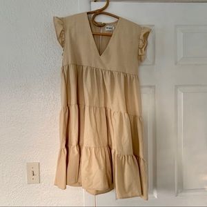 Flutter Sleeve Cotton Mini Dress Size S